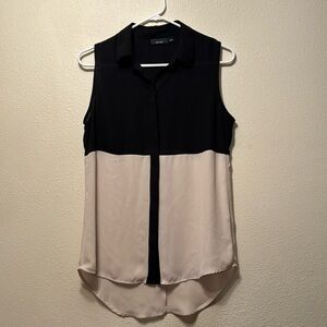 APT. 9 Sleeveless Blouse Small cream and black